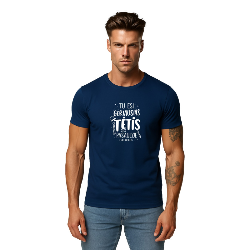 Vīriešu tumši zils T-krekls Best Dad (balts) PK4002