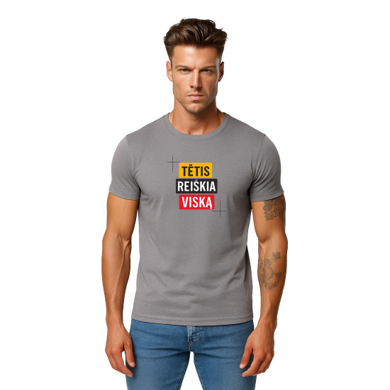 Pelēks T-krekls Tētis nozīmē visu PK4008 - Piezīmes vīriešiem Pelēks T-krekls Tētis nozīmē visu PK4008