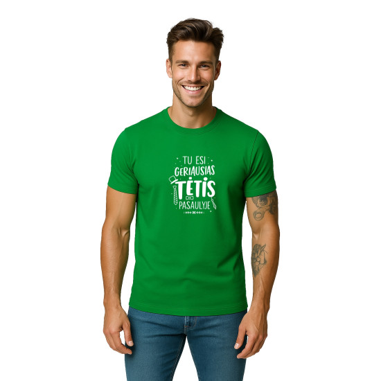 Vīriešu zaļš T-krekls Best Dad (balts) PK4002 - Piezīmes vīriešiem Vīriešu zaļš T-krekls Best Dad (balts) PK4002