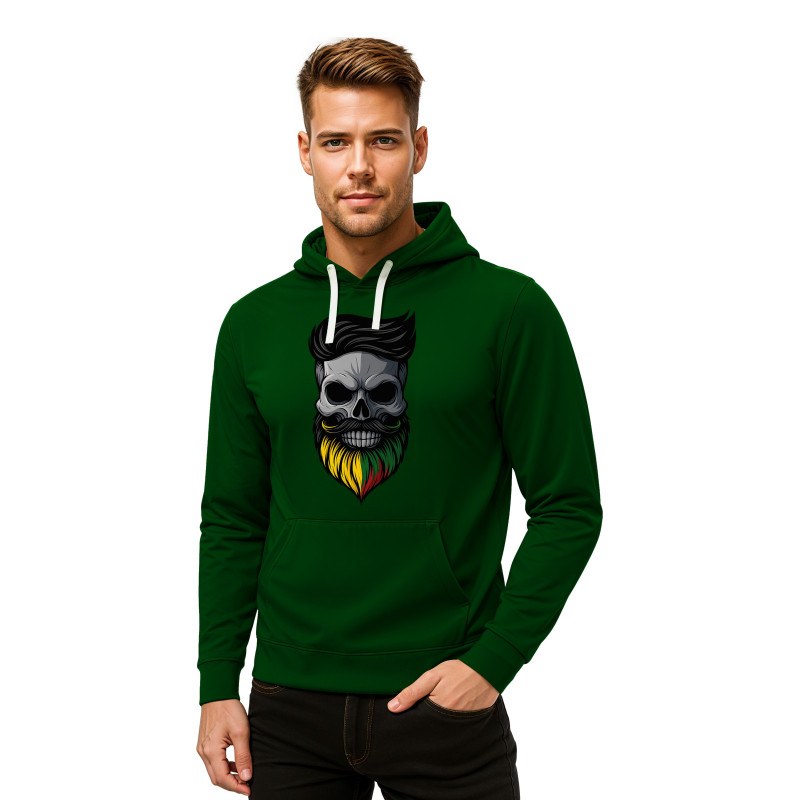 Tumši zaļš džemperis ar kapuci Skull Beard-Couch PK4013