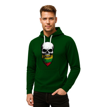 Tumši zaļa jaka ar kapuci un bārdu Skull and Beard