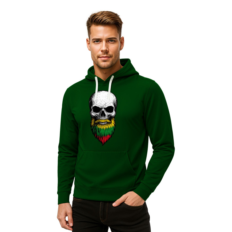 Tumši zaļa jaka ar kapuci un bārdu Skull and Beard PK4013