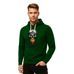 Tumši zaļš džemperis ar kapuci Galvaskauss ar pelēku cepuri