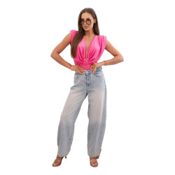 Sieviešu blūze rozā krāsā ar dziļu izgriezumu Ana