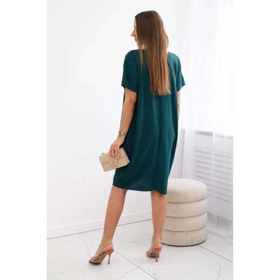 Dark green dress with pockets and pendant Deli 28761 - For women Dark green dress with pockets and pendant Deli 28761