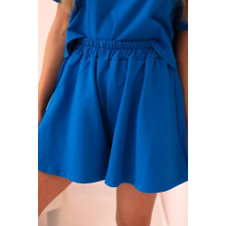 Sieviešu zils kokvilnas komplekts ar platiem šortiem Com Sieviešu zils kokvilnas komplekts ar platiem šortiem Com