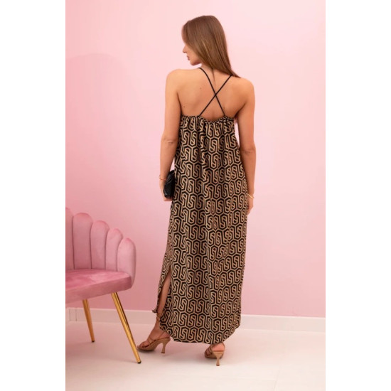 Women's brown dress with shoulder straps Zebra 32706 - Dresses and tunics Women's brown dress with shoulder straps Zebra 32706