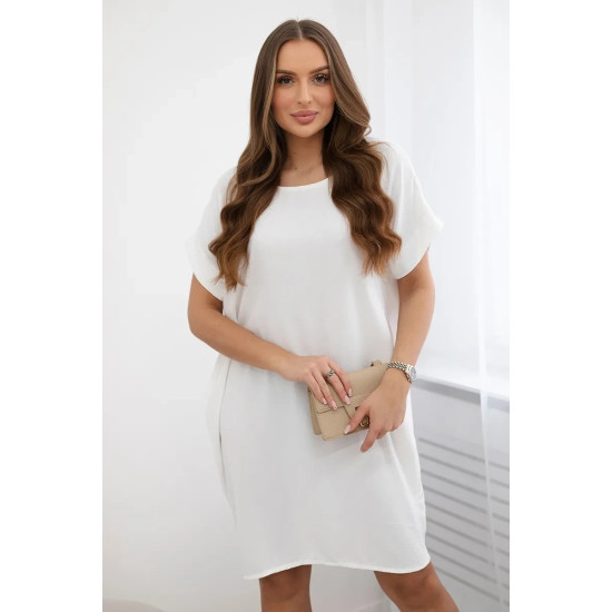 White dress with pockets Safira 28183 - For women White dress with pockets Safira 28183