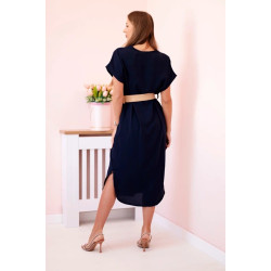 Sieviešu tumši zila kleita ar jostu Amber Sieviešu tumši zila kleita ar jostu Amber