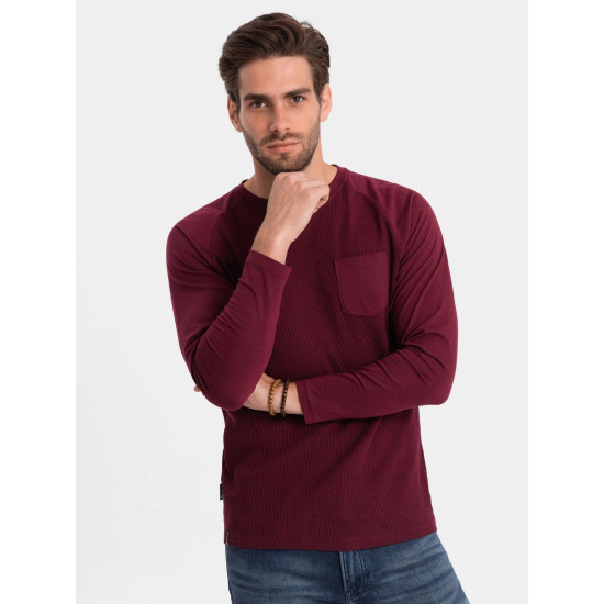 Vīriešu bordo krāsas krekls ar garām piedurknēm Doug V6 OM-LSCL-0109 - Vīriešu džemperi| Džemperi tiešsaistē Vīriešu bordo krāsas krekls ar garām piedurknēm Doug V6 OM-LSCL-0109