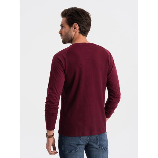 Vīriešu bordo krāsas krekls ar garām piedurknēm Doug V6 OM-LSCL-0109 - Vīriešu džemperi| Džemperi tiešsaistē Vīriešu bordo krāsas krekls ar garām piedurknēm Doug V6 OM-LSCL-0109