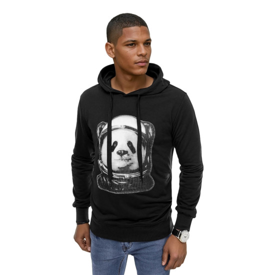 Vīriešu melns džemperis Panda BX5130 - Vīriešu džemperi| Džemperi tiešsaistē Vīriešu melns džemperis Panda BX5130