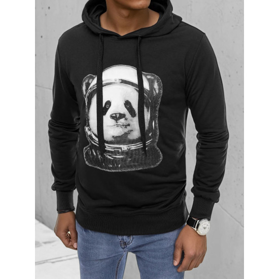 Vīriešu melns džemperis Panda BX5130 - Vīriešu džemperi| Džemperi tiešsaistē Vīriešu melns džemperis Panda BX5130