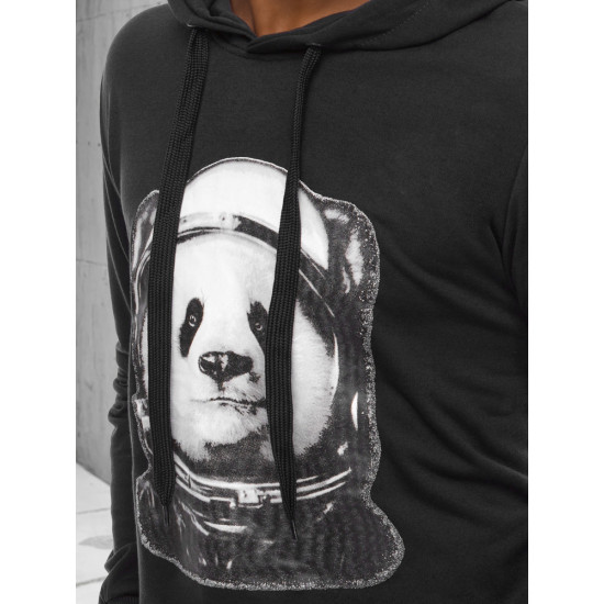 Vīriešu melns džemperis Panda BX5130 - Vīriešu džemperi| Džemperi tiešsaistē Vīriešu melns džemperis Panda BX5130