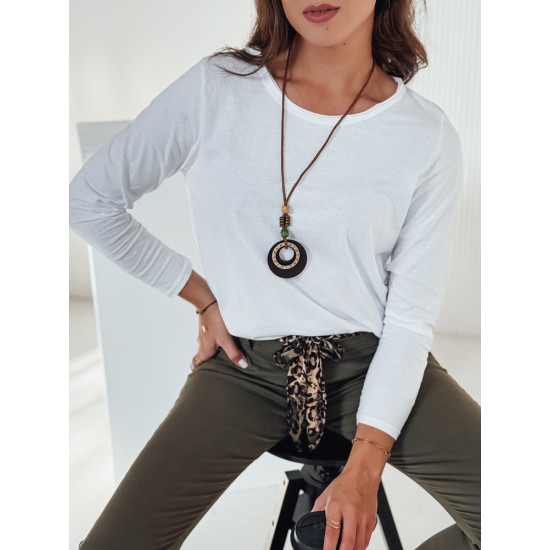 Sieviešu balta blūze ar kulonu Minimoda RY2679 - Sievietēm Sieviešu balta blūze ar kulonu Minimoda RY2679