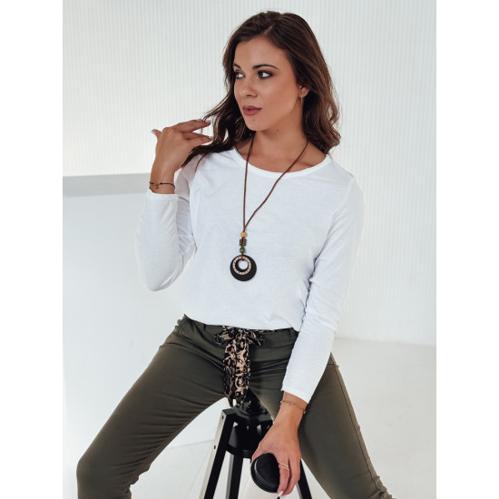 Sieviešu balta blūze ar kulonu Minimoda RY2679 - Sievietēm Sieviešu balta blūze ar kulonu Minimoda RY2679