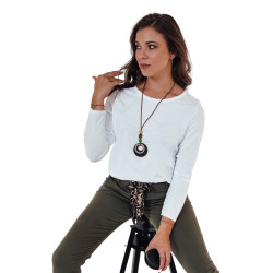 Sieviešu balta blūze ar kulonu Minimoda Sieviešu balta blūze ar kulonu Minimoda