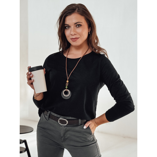 Sieviešu melna blūze ar kulonu Minimoda RY2678 - Sievietēm Sieviešu melna blūze ar kulonu Minimoda RY2678