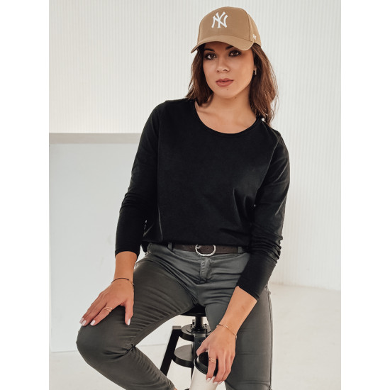 Sieviešu melna blūze ar kulonu Minimoda RY2678 - Sievietēm Sieviešu melna blūze ar kulonu Minimoda RY2678
