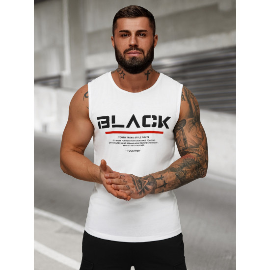 Balts vīriešu krekls bez piedurknēm Black JS/8B1712/1 - T-krekls Balts vīriešu krekls bez piedurknēm Black JS/8B1712/1