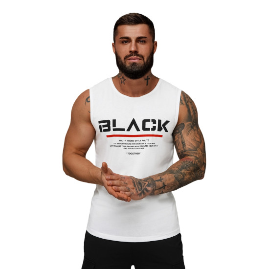 Balts vīriešu krekls bez piedurknēm Black JS/8B1712/1 - T-krekls Balts vīriešu krekls bez piedurknēm Black JS/8B1712/1