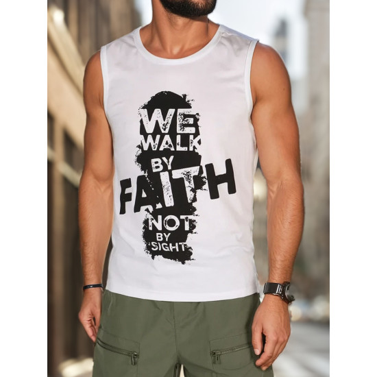 Vīriešu balts krekls bez piedurknēm Faith RX5658 - T-krekls Vīriešu balts krekls bez piedurknēm Faith RX5658