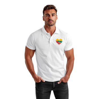 Vīriešu balts polo krekls Heart