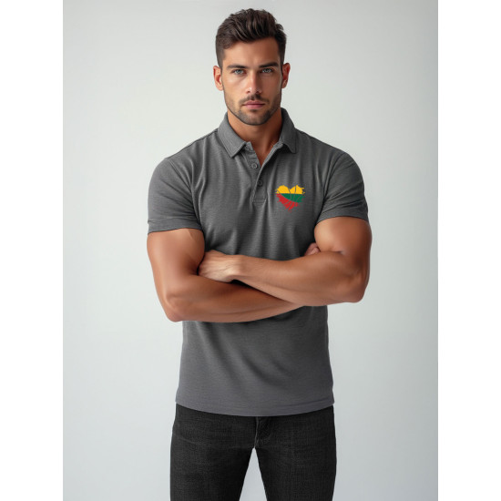Vīriešu tumši pelēks polo krekls Heart JS/8T80 - T-krekls Vīriešu tumši pelēks polo krekls Heart JS/8T80