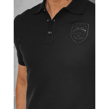 Vīriešu melns polo krekliņš ar logo Emblēma