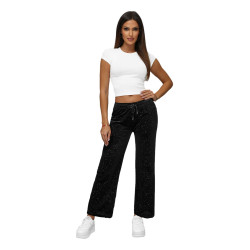 Sieviešu melnas platas samta bikses Metāls Sieviešu melnas platas samta bikses Metāls