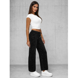 Sieviešu melnas platas samta bikses Metāls Sieviešu melnas platas samta bikses Metāls