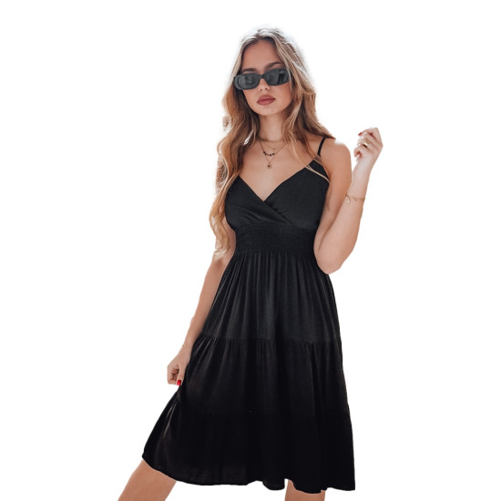 Sieviešu melna midi kleita Missbreeze EY2626 - Kleitas un tunikas Sieviešu melna midi kleita Missbreeze EY2626