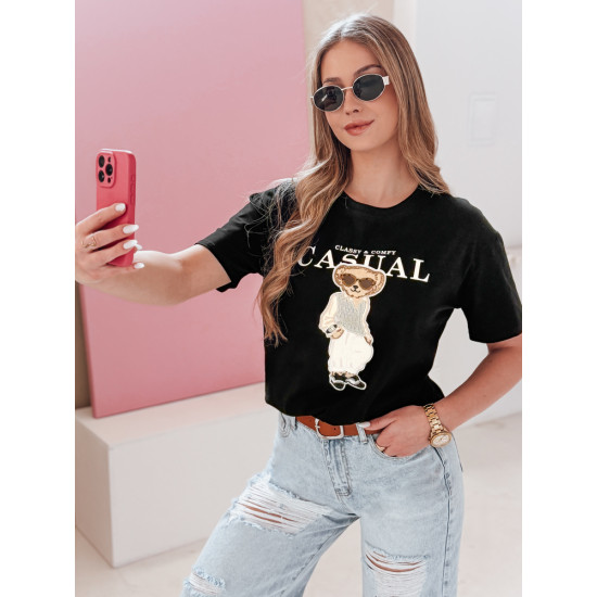 Sieviešu melns T-krekls Classy RY2873 - T-krekls Sieviešu melns T-krekls Classy RY2873