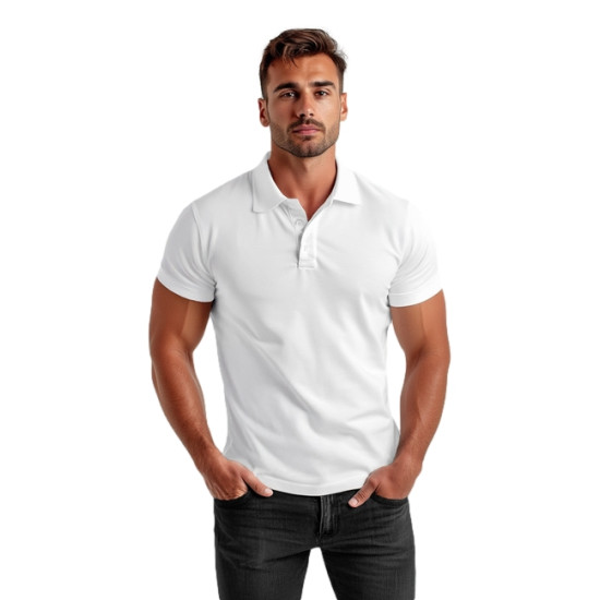 Vīriešu balts polo krekls Casual JS/8T80/1 - T-krekls Vīriešu balts polo krekls Casual JS/8T80/1