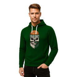 Tumši zaļš džemperis ar kapuci Galvaskauss un bumba