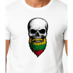 Vīriešu balts krekls Galvaskauss un bārda