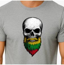 Vīriešu gaiši pelēks T-krekls Skull and Beard