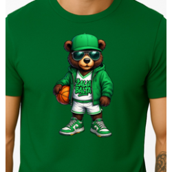 Vīriešu tumši zaļš lāča krekls ar bumbas džemperi