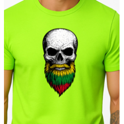 Męska neonowa zielona koszulka Skull and Beard