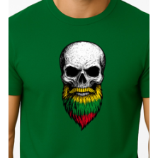 Vīriešu tumši zaļš T-krekls Skull and Beard
