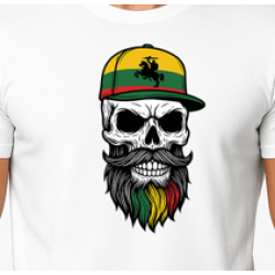 Vīriešu balts krekls Galvaskauss ar cepuri