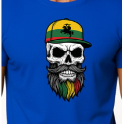 Vīriešu zils krekls Galvaskauss un cepure