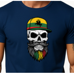 Vīriešu tumši zils krekls Galvaskauss un cepure