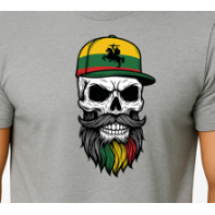 Vīriešu gaiši pelēks T-krekls Galvaskauss ar cepuri