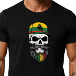 Vīriešu melns krekls Galvaskauss ar cepuri