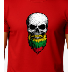 Vyriški raudoni marškinėliai Kaukolė su barzda