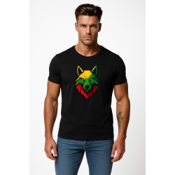 Vīriešu melns T-krekls Wolf