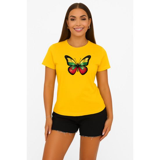 Sieviešu dzeltens T-krekls Butterfly PK4025 - Piezīmes sievietēm Sieviešu dzeltens T-krekls Butterfly PK4025