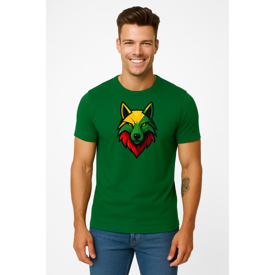 Men's dark green T-shirt Wolf PK4021 - Notes for men Men's dark green T-shirt Wolf PK4021