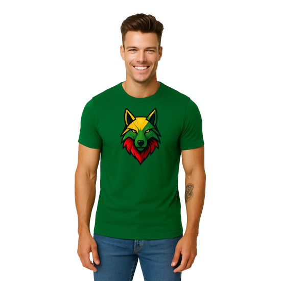 Men's dark green T-shirt Wolf PK4021 - Notes for men Men's dark green T-shirt Wolf PK4021